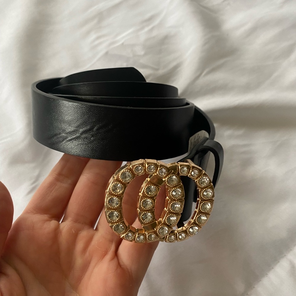 Black leather belt